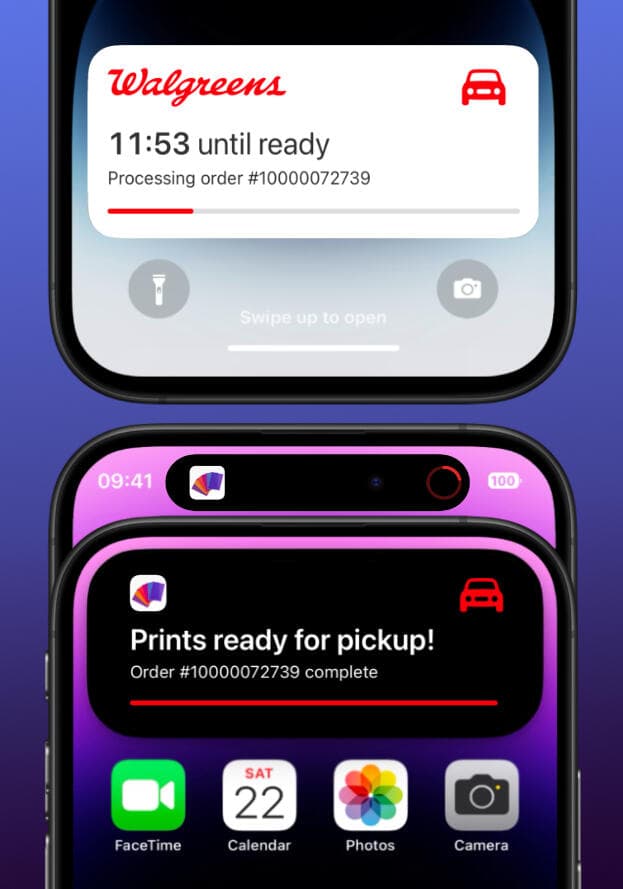 Live Activities showing print status on Lock Screen